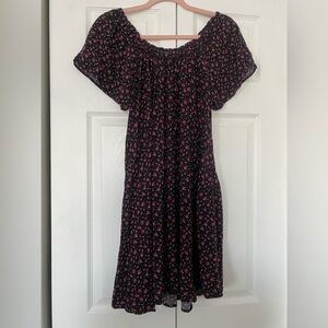 Forever 21 Black and Pink Floral Midi Dress